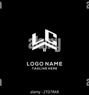 Logo LC initial avec toit de maison abstrait, graphique vectoriel de conception de logo immobilier simple et propre Illustration de Vecteur