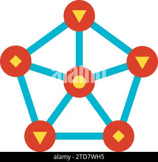 Structure d'entreprise de la hiérarchie d'entreprise. Relation entre les éléments de production, symbole plat d'organisation des processus métier. Simple icône de couleur plate Illustration de Vecteur