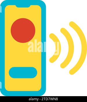 Envoi de fichiers via wi-fi depuis un téléphone mobile. Transfert de données à partir d'un smartphone, symbole plat d'organisation des processus métier. Isolat simple à icône plate de couleur Illustration de Vecteur