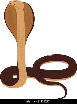 Serpent cobra debout avec son illustration vectorielle à capuche ouverte Illustration de Vecteur