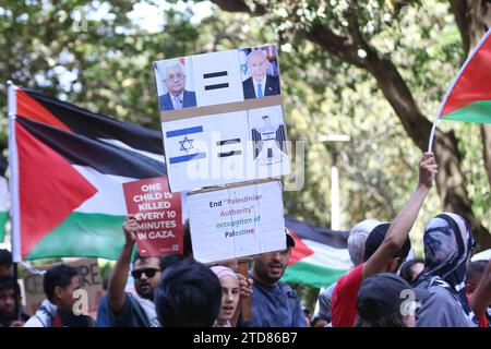 Sydney, Australie. 17 décembre 2023. Des manifestants pro-palestiniens défilent dans le centre de Sydney contre le bombardement de Gaza. Crédit : Richard Milnes/Alamy Live News Banque D'Images