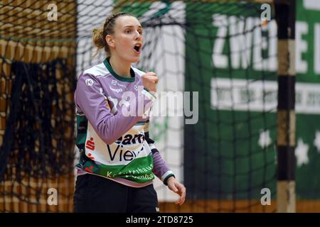 Jubel BEI Petra Hun Hlogyik (Torfrau Frisch Auf Goeppingen #72) , GER, SG 09 Kirchhof - Frisch Auf Goeppingen, Handball, 2. Bundesliga Frauen, 13. Spieltag, saison 2023-2024, 16.12.2023, photo : Eibner-Pressefoto - Roland Sippel Banque D'Images