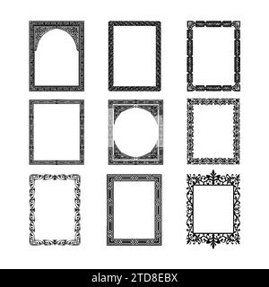 Ensemble de cadres décoratifs vintage et de bordures ensemble. Illustration de Vecteur