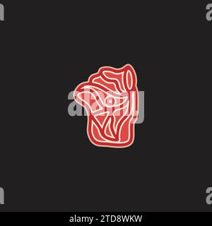 vecteur de logo de symbole de moelle grasse de marbrant de viande Illustration de Vecteur
