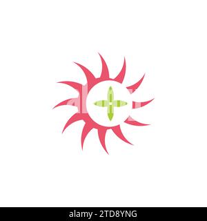 feuille de soleil plus vecteur de logo de thérapie de nature médicale Illustration de Vecteur