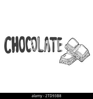 Signe de calligraphie chocolat. Lettrage à la main sur les bonbons, desserts - chocolat. Typographie vectorielle. Illustration de Vecteur