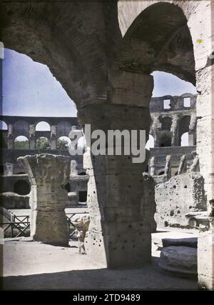 Rome, Italie intérieur du Colisée, une autre vue, Habitat, Architecture, Art, Temple, vestige archéologique, colonne, Antiquité, Architecture religieuse, Italie, Rome, Colisée (intérieur), Rome, 01/08/1918 - 31/08/1918, Cuville, Fernand, 1918 - Italie - Fernand Cuville - (Mars-août), Autochrome, photo, verre, Autochrome, photo, positif, vertical, taille 9 x 12 cm Banque D'Images