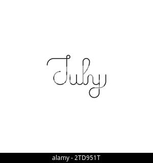 Lettrage monoline du mois de juillet Illustration de Vecteur
