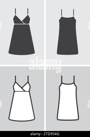 Icône de mini robe de sangle de femme sur un fond. Illustration vectorielle. Illustration de Vecteur