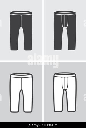 Leggings courts ou pantalons de vélo pour femmes et hommes. Icône vêtements sur un fond. Illustration vectorielle. Illustration de Vecteur