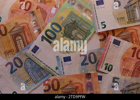 Les billets en euros, un moyen de paiement dans la plupart des pays de l'Union européenne. Banque D'Images