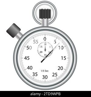 Vector Old Analog Stopwatch isolé sur un fond blanc Illustration de Vecteur