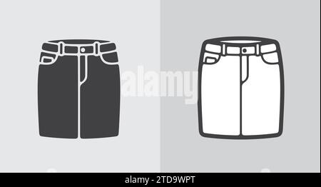 Icône de mini jupe en jean pour femmes sur fond. Illustration vectorielle. Illustration de Vecteur