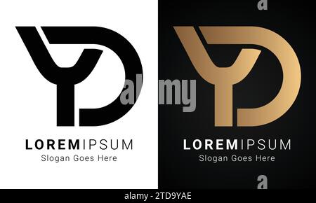 Design de logo de lettre de texte initiale de luxe DY ou yd Monogram Illustration de Vecteur