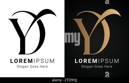 Design de logo de lettre de texte initiale de luxe DY ou yd Monogram Illustration de Vecteur