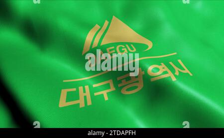 Illustration 3D d'un drapeau de la ville sud-coréenne de Daegu Banque D'Images