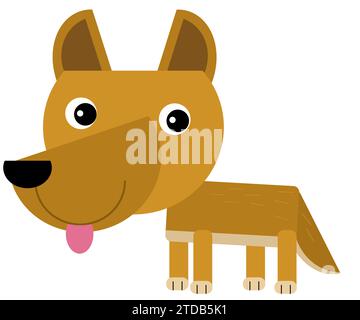 scène australienne de dessin animé avec dingo animal sur illustration de fond blanc pour les enfants Banque D'Images