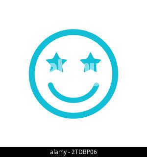 Icône merveilleuse et joyeuse d'emoji. À partir du jeu d'icônes bleues. Illustration de Vecteur