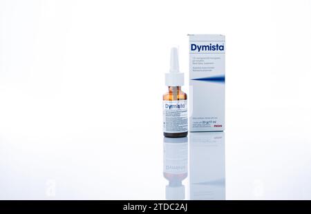 CHONBURI, THAÏLANDE-10 DÉCEMBRE 2023 : Dymista Nasal Spray isolé sur ...