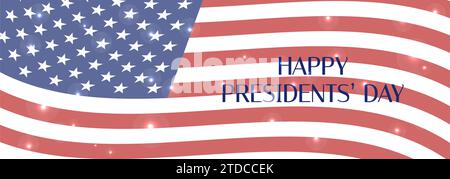 Bannière Presidents Day. Fond de vecteur de drapeau américain. Fête nationale des États-Unis. Bonne affiche lumineuse de février pour la fête du Président Illustration de Vecteur