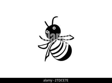 Conception d'illustration d'icône de style minimal d'abeille tueur d'abeille africanisée Illustration de Vecteur