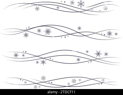 Illustration d'un griffon de vent de neige. Les flocons tourbillonnent le blizzard. Tempête de neige froide ondulée. Vector Wavy Flow Foe décoration de Noël Illustration de Vecteur