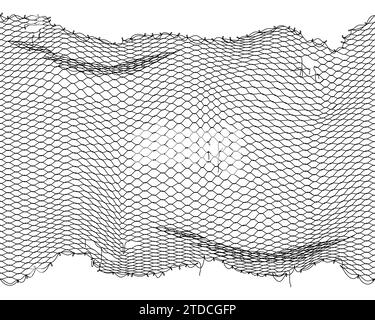 Fond de filet de poisson, motif de filet de poisson avec texture vectorielle de l'équipement de sport de pêche. Piège à corde de pêcheur de grilles blanches noires avec des trous, des vagues et des cordes. Modèle de maille de fil vintage pour la pêche, la pêche Illustration de Vecteur