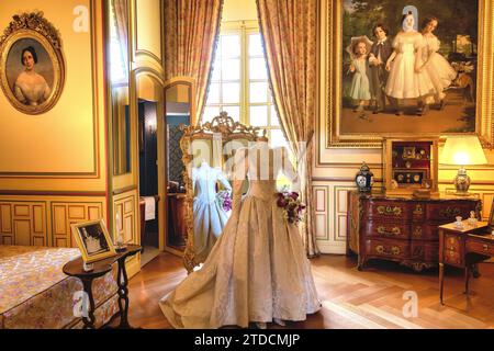 Chambre à coucher à l'intérieur du Château de Cheverny ; Vallée de la Loire, France Banque D'Images