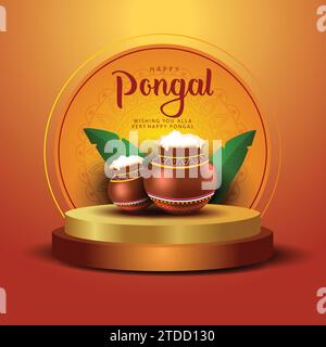 Illustration vectorielle du festival Tamil nadu de Happy Pongal Celebration. Affiche, bannière, modèle de fond Illustration de Vecteur