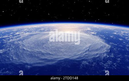 Réflexion du soleil dans l'atmosphère terrestre, illustration 3D. Banque D'Images