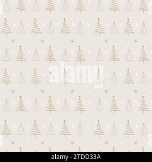 Motif sans couture d'arbre de Noël sur fond de couleur beige, conception vectorielle, pour papier d'emballage cadeau Illustration de Vecteur