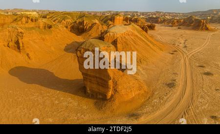 Aérien d'un canyon de grès, désert de Namibe (Namib), Parc National de Iona, Namibe, Angola, Afrique Banque D'Images