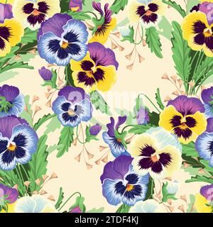 Pansies sans couture à couleurs différentes Illustration de Vecteur