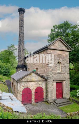 La maison des machines du canal Cromford (Leawood Pump House) contient un moteur à faisceau à vapeur qui pompe l'eau de la rivière Derwent dans le canal Cromford. Banque D'Images