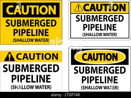 Panneau d'avertissement canalisation immergée (eau peu profonde) Illustration de Vecteur