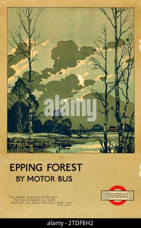 Epping Forests en autobus (général, 1921). Affiche de voyage - Walter E. Spradbery Artwork Banque D'Images