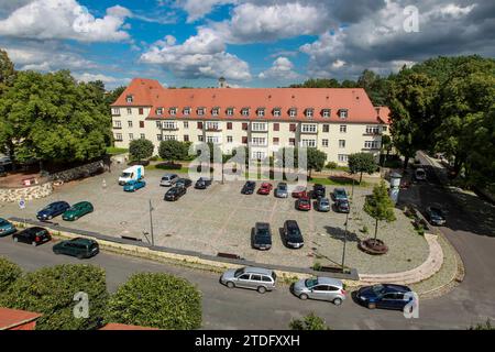 28.08.2011, Deutschland, Sachsen, Dresden, auf dem Foto Blick auf den Markt in der Gartenstadt Hellerau im Stadtbezirk Klotzsche *** 28 08 2011, Allemagne, Saxe, Dresde, sur la photo du marché dans la cité-jardin Hellerau dans le quartier Klotzsche Banque D'Images