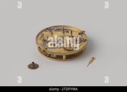 Mouvement d'horlogerie de montre pour hommes, anonyme, c. 1850 montre large avec sept petites pièces séparées. Montre-montre large en argent (métal) avec sept petites pièces séparées. argent (métal) Banque D'Images