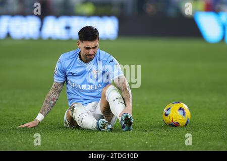 Rome, Italie. 17 décembre 2023. Mattia Zaccagni de Lazio réagit lors du match de football de Serie A entre le SS Lazio et le FC Internazionale le 17 décembre 2023 au Stadio Olimpico à Rome, Italie - photo Federico Proietti/DPPI crédit : DPPI Media/Alamy Live News Banque D'Images