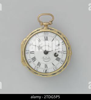 Montre, Joseph Martineau, 1754 - 1755 montre en or. Sur le placard, en or et email, un singe et un chien sont représentés. Horloger : Londonjeweler : Paris Gold (métal). Montre en or. Sur le placard, en or et email, un singe et un chien sont représentés. Horloger : Londonjeweler : Paris Gold (métal). Banque D'Images