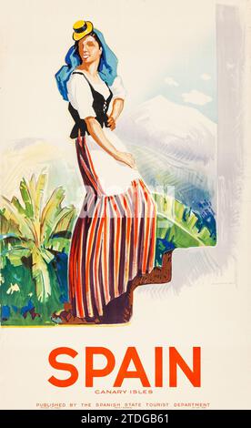 Espagne, Îles Canaries - affiche de voyage (Département du tourisme de l'État espagnol, c. 1940s) Jose Morell Artwork Banque D'Images