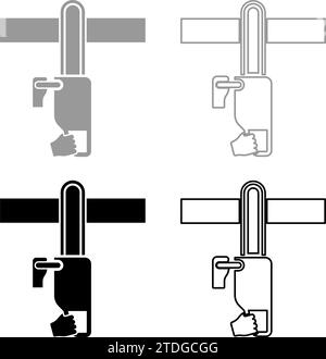 Scie à chaîne planche à bois woodchopper concept bûberjack arborist coupe déforestation pruneaux sprinking set icône gris noir illustration vectorielle Illustration de Vecteur