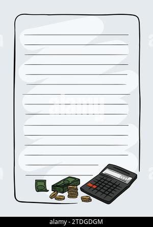 Modèle de carnet de notes vectoriel pour les entreprises avec des éléments financiers Illustration de Vecteur