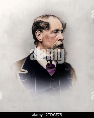 Portrait de Charles Dickens. Année : 1867. Par J. Gurney & son, photo., N.Y. Banque D'Images