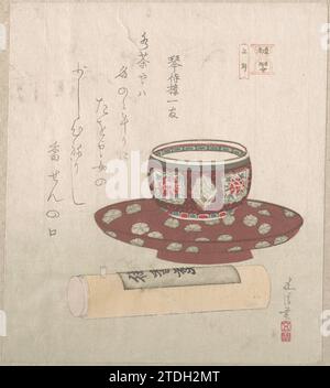 Teabowl et gâteau en poudre dans un tube 1929 par Sunayama Gosei Banque D'Images