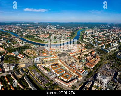 Vue aérienne de la vieille ville de Dresde Banque D'Images