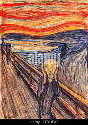 Le cri, 1893 (peinture) de l'artiste Munch, Edvard (1863-1944) / Norvégien. Illustration de Vecteur