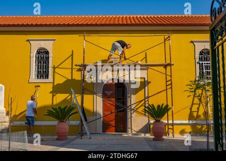 Peinture de l'église d'Agioi Apostoloi (église des Saints Apôtres) à Katomeri sur l'île de Meganisis Banque D'Images