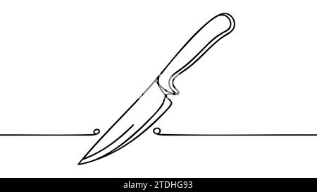 Couteau de cuisine dessin continu d'une ligne. Outils de cuisine illustration continue d'une ligne. Illustration linéaire minimaliste vectorielle. Illustration de Vecteur