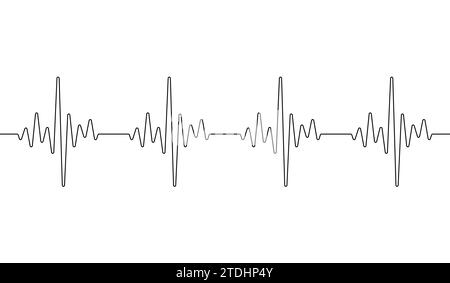 Battement du cœur d'une ligne. Lignes continues dessin de battements de coeur. Impulsion d'onde. Les ondes cardiaques de l'art. Cardiogramme à dessin manuel. Contour humain. Contour noir modifiable Illustration de Vecteur